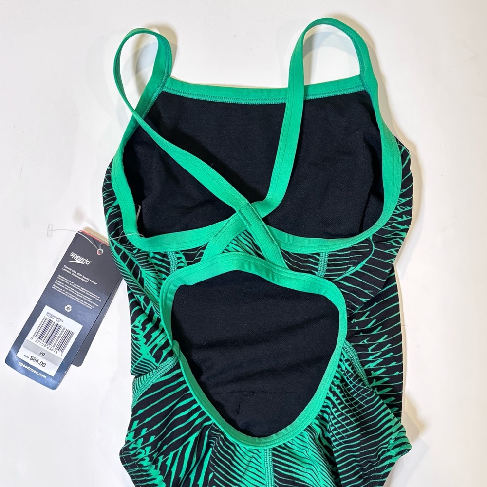 Speedo Swimsuit One Piece Endurance+Flyback Youth Competitive Blue Green S/4 - Picture 7 of 11